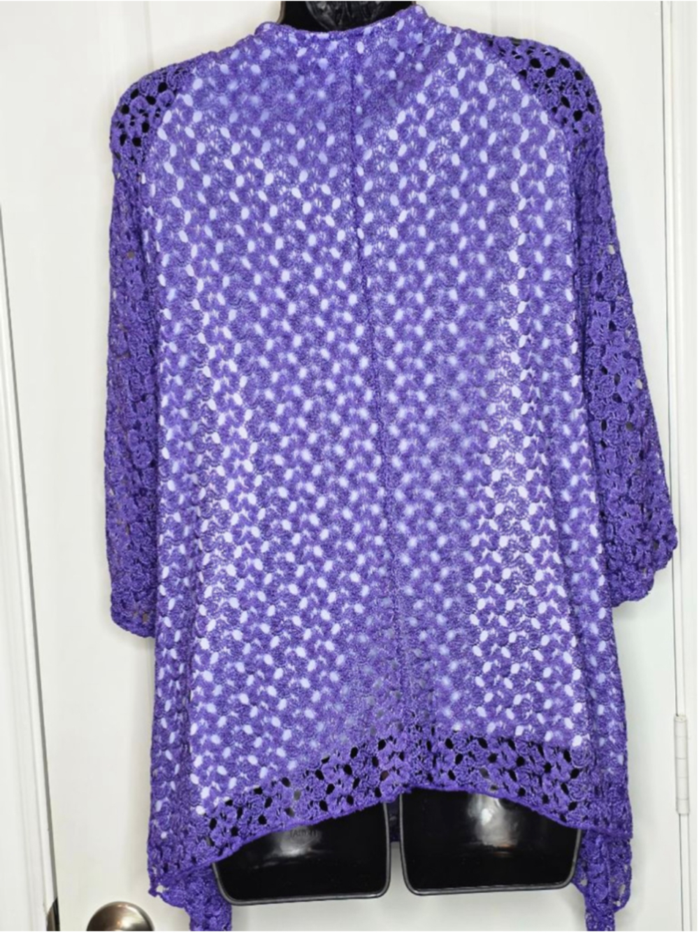 Dressbarn Purple Crochet Tunic Top Women's Plus Size 1X - Picture 3 of 5